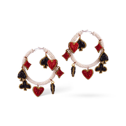 Suits Of Cards Charm Hoops