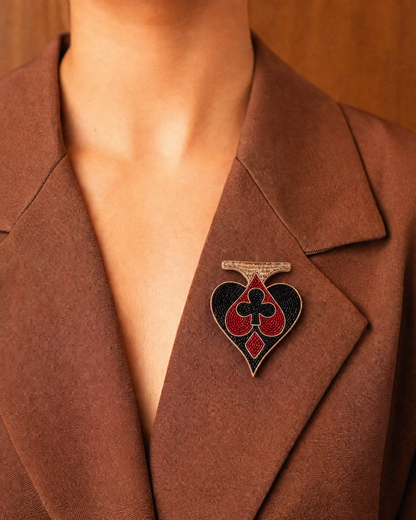 Suits Of Cards Enclosed Brooch