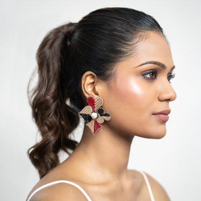 Dual Tone Pearl Earrings