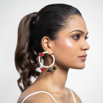 Suits Of Cards Charm Hoops