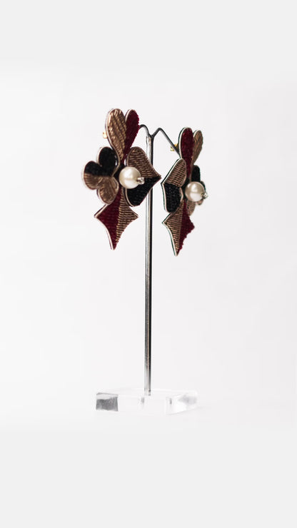 Dual Tone Pearl Earrings