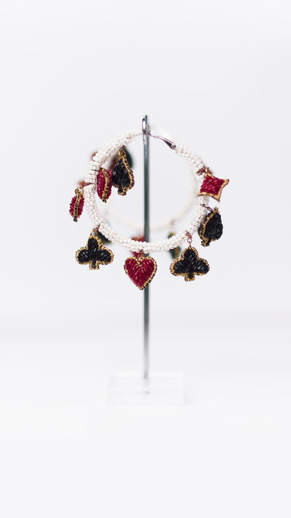 Suits Of Cards Charm Hoops
